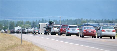 Highway 93 backed up in Ronan on July 5. 