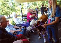 Animals, 4-H club members visit older folks