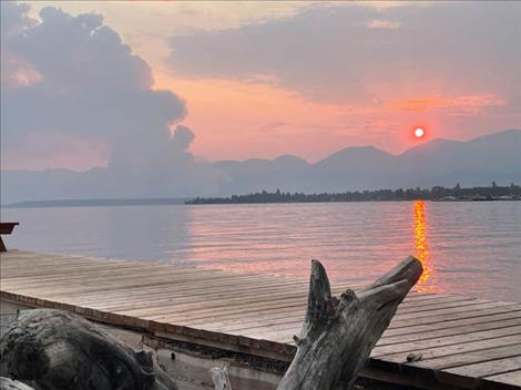 The Boulder 2700 fire plume as seen in Polson early Saturday morning from across Flathead Lake. 