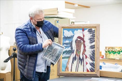 Joe Abbrescia, a Kalispell-based conservator specializing in restoring damaged works of art, explains the complex and tedious process used to restore the fire damaged historic paintings. 