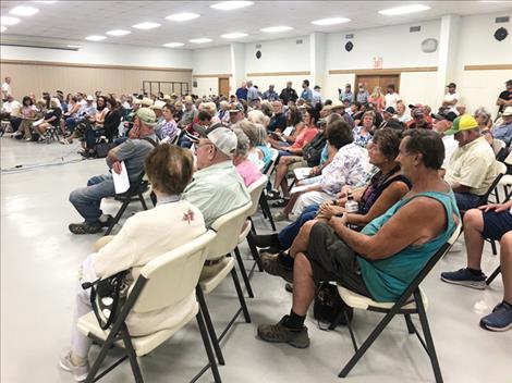 It was a full house at the Ronan Community Center Aug. 30 as Lake County Commissioners met with the public to explain their controversial resolution that would have ended the county’s role in billing, collecting and dispersing irrigation fees. 