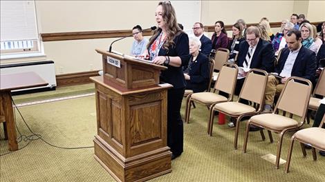 Rep. Jennifer Carlson, R-Churchill, presents House Bill 37 to the House Judiciary Committee on Tuesday, Jan. 10. 