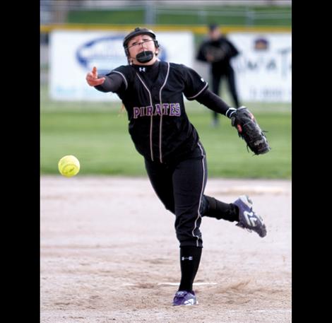 Polson pitcher Shalaina Duford lets a pitch fly during a home game earlier this year. Duford was one of three Polson softball players named to the All-State team.