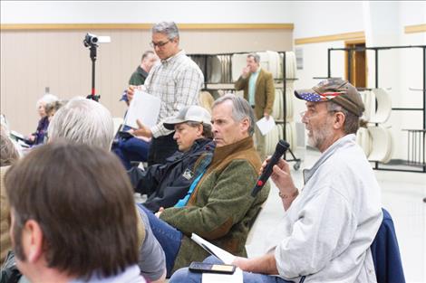 An attendee of the March 6 legislative update asks, other than the two illegal voters in Phillips County, what information prompted the new bills regarding Montana’s election security. Both Sen. Salomon and Rep. Reksten commented that significant public concern around the issue spurred legislative actions.