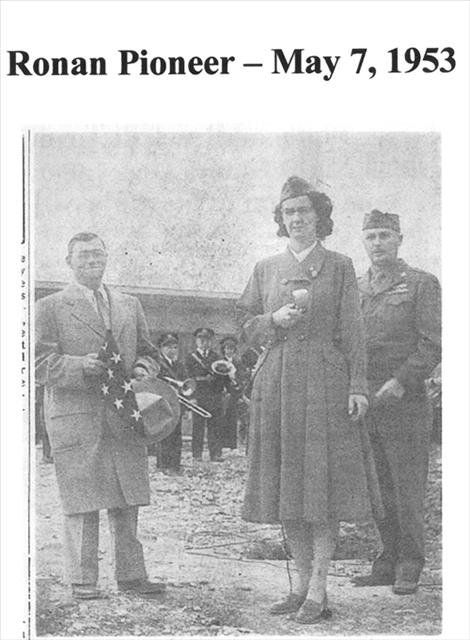 Mrs. Leonard Aylesworth, president of the Veterans of Foreign Wars auxiliary, presented St. Luke with an American flag on May 7, 1953.