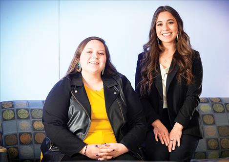 Montana State graduate counseling students Jenaya Burns, left, and Ileana “Illy” Dinette pose for a portrait in Reid Hall on April 13 in Bozeman. Burns and Dinette both recently received the National Board for Certified Counselors Minority Fellowship for Addiction Counselors.
