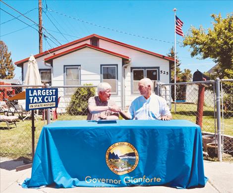  Gov. Gianforte celebrating property tax relief for Montanans with Rep. Tom Welch, R-Dillon