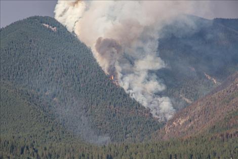 The Big Knife Wildfire burning south of Arlee as seen from Hwy. 93 on Aug. 1.