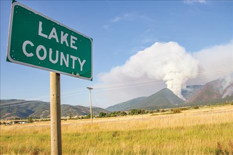 The Big Knife Wildfire burning south of Arlee as seen from Hwy. 93 on Aug. 1.