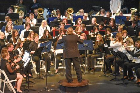 St. Regis music teacher Derek Larson leads a combined band of musicians from seven schools who performed together in Ronan for the 13th annual Mission Valley Band Festival on Nov. 14.