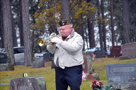 Taps were played at exactly 11 a.m. at the cemetery in Ronan in honor of Medal of Honor recipient Laverne Parrish.