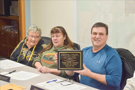 Outgoing city council member Cal Hardy was honored for his many years of service to the city.