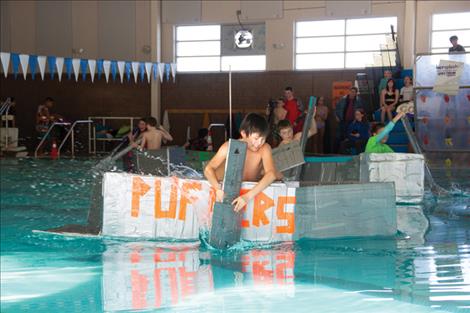 Mr. Bowen’s Pacific Puffers compete in the first round of races for sixth graders, and ultimately won their grade’s contest. 