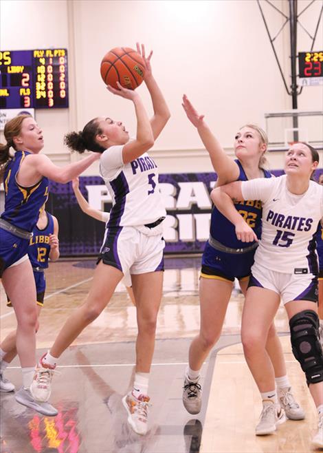 Lady Pirate Rylee Taylor- Jefferson shoots a jumper during a game against Libby.