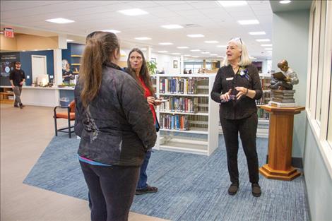 Library foundation member Connie Brownell gives a tour of the library on Feb. 13.