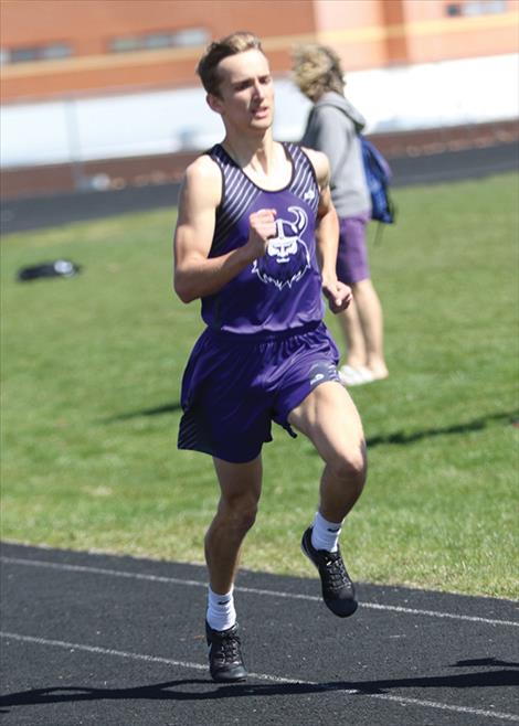 Charlo Viking Hayden Hollow won the 800M dash at the Dave Tripp Memorial Track meet in Polson on Saturday, April 13. 