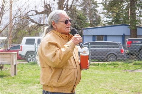 CSKT Elder Francis Auld gave a blessing during the opening of a new NARSS hub in Pablo on April 17. Auld said he’s happy to witness the “sobriety storm” that’s rolling through Indian nations.