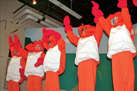 The crabs act crabby during Arlee's Missoula Children's Theatre performance of "Blackbeard the Pirate."