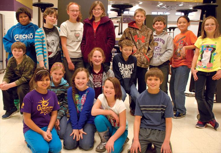 Polson Middle School students of the month for October and November, front row left: Naryah Sharma, Leitayah Stalkfleet, Nina Barfoot, Paige Mergenthaler, Maysn Cowell; back row: Ashten Rivard, Wailand Gravelle, Geneva desLions, Aurorra Watkins, Esme Yarbrough, Mesa McKee, Jackson Wilson, Samuel Fisher, Michael Smith, Pasqal Huguet, Qia Harlan. Not pictured are Joseph McDonald and Dawson Elmore.