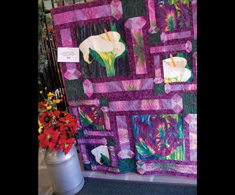Part of the quilt walk, a large calla lily quilt is on display at Terrace Floral.