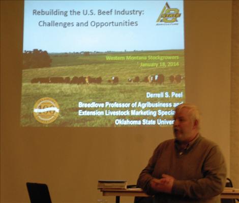 Dr. Derrel Peel, Senior Economist at Oklahoma State University, spoke to livestock producers about beef markets at the WMSA banquet and business meeting.