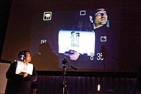 Animator Jeff Chiba Stearns presents a workshop after showing a series of short animated films.