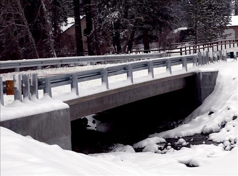 Snow frosts the Michel Bridge, which crosses the Pablo Feeder Canal on Michel Road, approximately three miles east of Ronan.