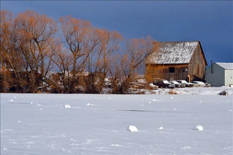 Snow rollers can be seen on ponds southwest of Charlo.