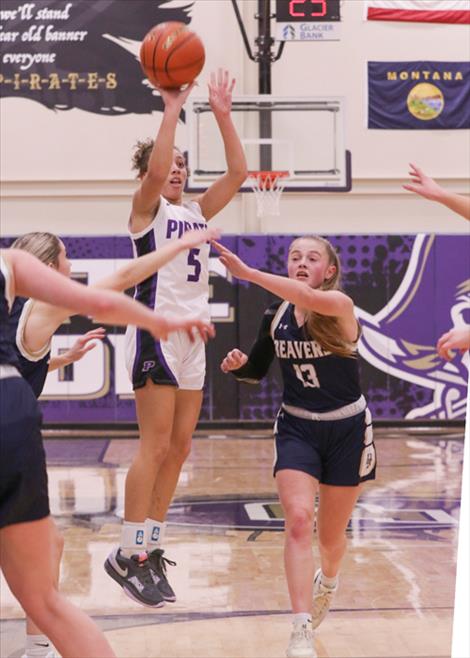 Polson’s Rylee Taylor-Jefferson takes a jump shot.