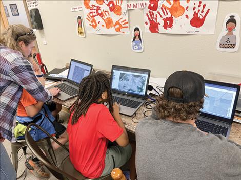 Students at the Boys & Girls Club of the Flathead Reservation and Lake County camp work through a lab assignment in June 2024. Their efforts were part of a weeklong camp hosted by MSU focused on developing geospatial skills. High school students in five rural Montana communities will have the opportunity to attend a similar camp this summer.