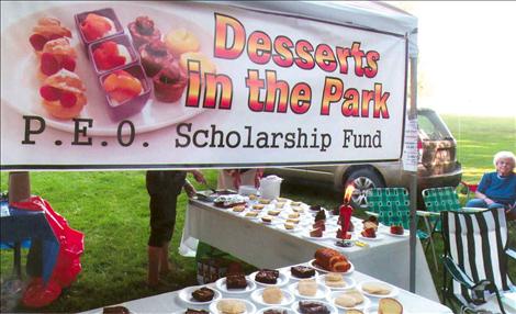 As an annual fundraiser, P.E.O. ladies sell desserts at the Shakespeare in the Park event held each summer in Charlo.