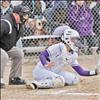 Poor weather shortened Polson softball games last weekend played at Larry Smith fields in Polson. Emma Smith catches behind the plate for the Lady Pirates.