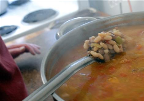 A pot of ham and beans.