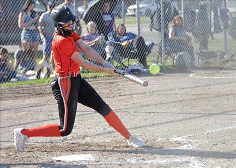 Ronan Maiden softball player Ally Luedtke connects with a pitch.