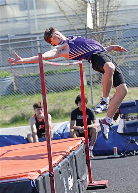 Wyatt Bartel wins the high jump with a 5’8” jump.