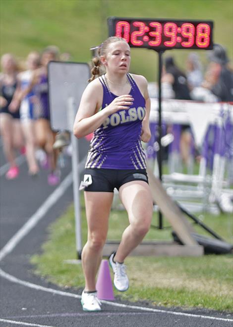 Polson’s Morgan Delaney wins the 1600M in 5 minutes, 20.05 seconds. 