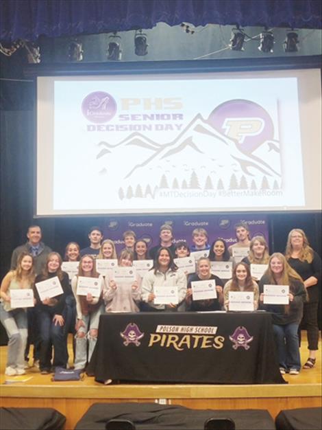 Polson High School seniors celebrated their post secondary education plans during Senior Decision Day held Monday, May 12. Local scholarship recipients were recognized and received their awards.