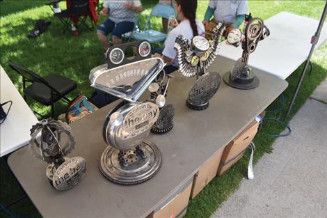 One-of-a-kind metal scultpure trophies for winning entries are created by Mission Valley Cruisers members out of old car parts.
