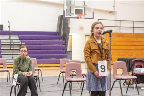 Heidi Huber from Bigfork spells the word "husk" correctly to win this year's annual spelling bee. 
