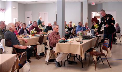 Volunteers are honored at an RSVP luncheon where the speaker was Sgt. Chuck Lewis, United States Marine Corps veteran. Lewis spoke about his walk across the United States raising money for wounded veterans.