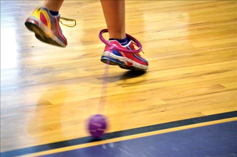 Colorful athletic shoes filled Linderman Gym for the Jump Rope For Heart event.