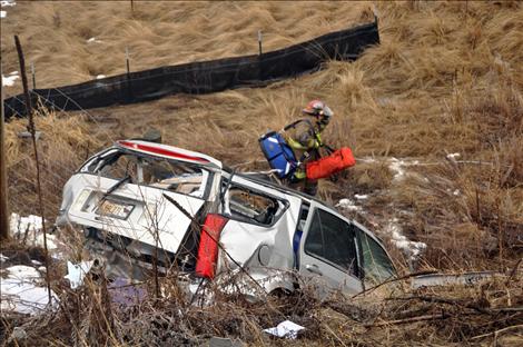 A Polson woman and small infant survived a March 10 wreck when a vehicle southbound  on Highway 93 ran off the roadway, over a guardrail, and flipped into the ravine of an animal walkway just north of Ronan. 