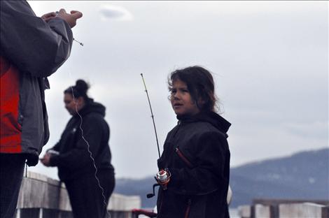 Annie and Masada Buffalo fish for lake trout during Spring Mack Days on Flathead Lake.