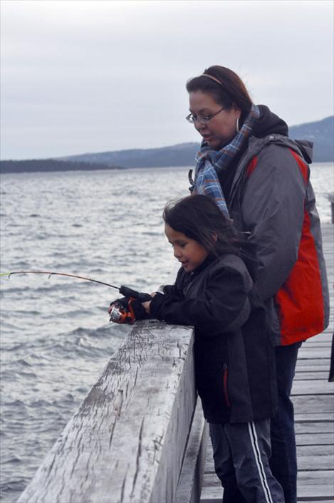 Annie and Masada Buffalo fish for lake trout during Spring Mack Days on Flathead Lake.