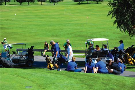 High School golfers from Polson, Columbia Falls, Whitefish and Libby wait to tee off at the Polson Invitational on Sept. 4.