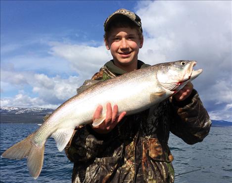 Danner Shima shows off a fish he caught. Shima leads the 13-17 youth category in spring Mack Days. Three generations of Shimas caught fish during the third weekend of Mack Days.