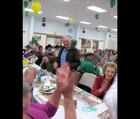 The large group of farmers and ranchers sang "Happy Birthday" to longtime Ronan resident Bill Hocker, who recently turn 90 years old.