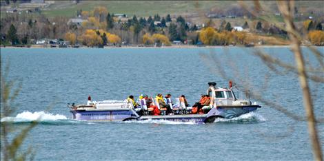 NOWA members cruise on the Hippo, an amphibious vehicle. Some chose a trip to the National Bison Range, a visit with owl expert Denver Holt,  a tour of Mission Valley permaculture sites or a visit to Glacier Brewing Company.