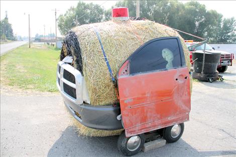 Ronan Auto Body's entry put hay on wheels.