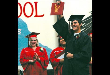 Two Eagle River School graduate Jordan Roberts earned a diploma and a one-year tuition waive to Salish Kootenai College.